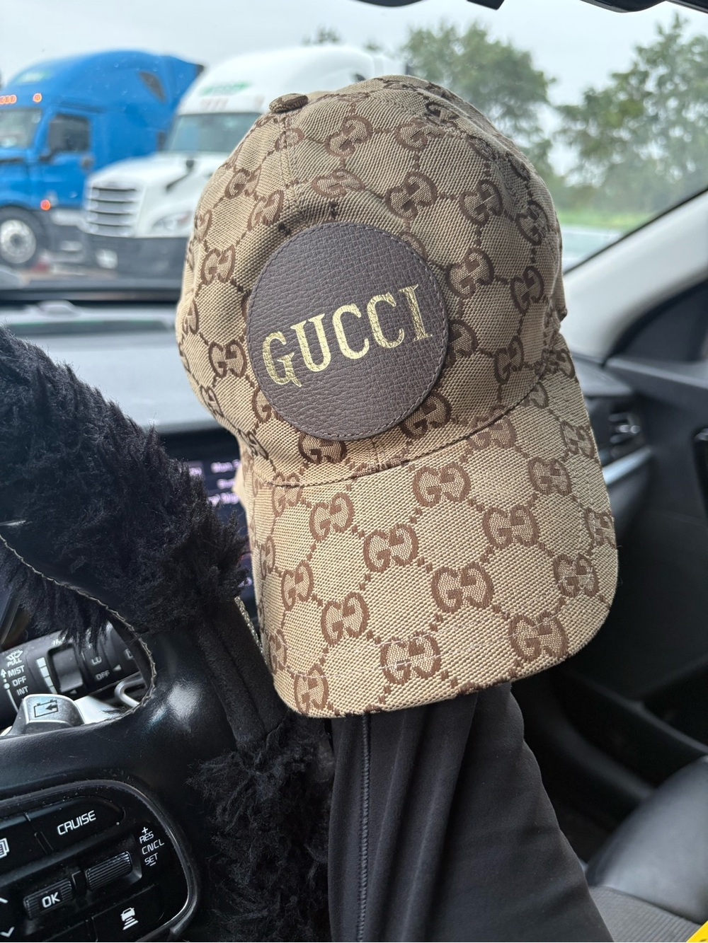 Gucci Beige Brown GG Canvas Baseball Cap with Gold Logo Patch